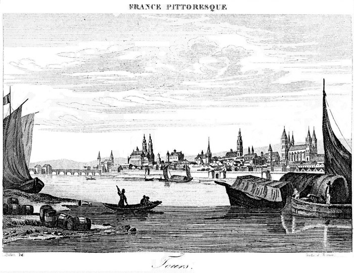 Tours (37 - France) Gravure extraite de France pittoresque par A. Hugo